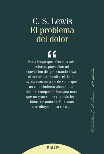 El Problema Del Dolor, De Lewis, Clive Staples. Editorial Ediciones Rialp, S.a., Tapa Blanda En Español