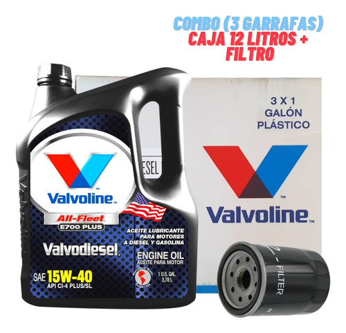 Aceite 15w40 Mineral Valvoline Pack 12lts +filtro Garrafa