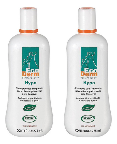 Combo 2un Shampoo Ecovet Ecoderm Hypo 275ml
