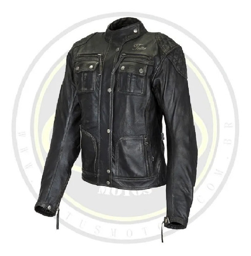 Jaqueta Feminina Tutto Lady Custom Couro Motociclista Preta 