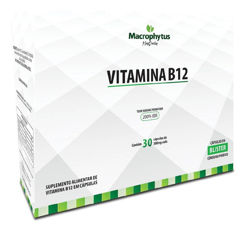Vitamina B12 Concentrada 200% Idr 30 Cápsulas - Macrophytus