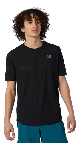 Remera New Balance De Hombre - Q Speed Jacquard  - Mt13277bk