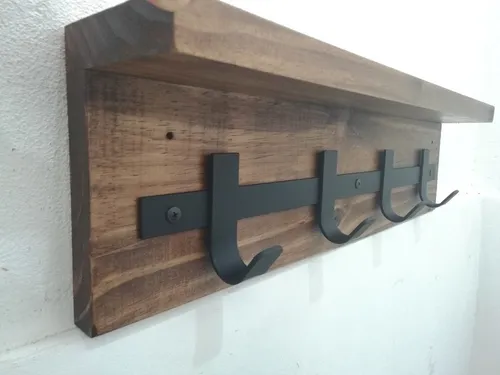 Percheros de pared madera rusticos sale