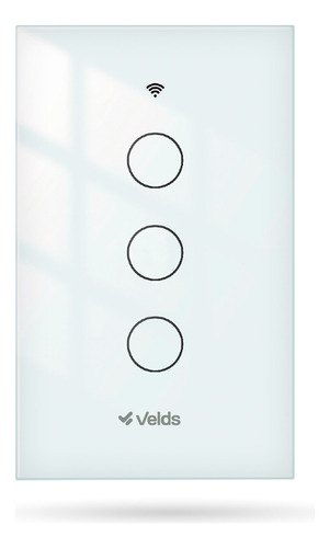 Interruptor Inteligente Wi-fi Velds 3 Botões Touch Controle por App com Comando de Voz Bluetooth Bivolt 10a Branco