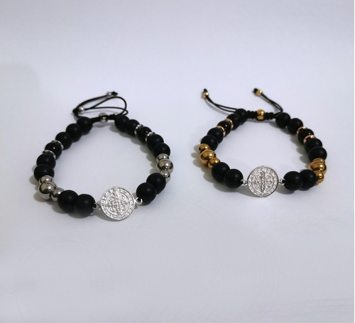 Pulsera Medalla De San Benito Lux Elegante Brazalete Moda 