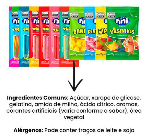 Kit Com 30 Pacotes Bala Fini Sabores Variados