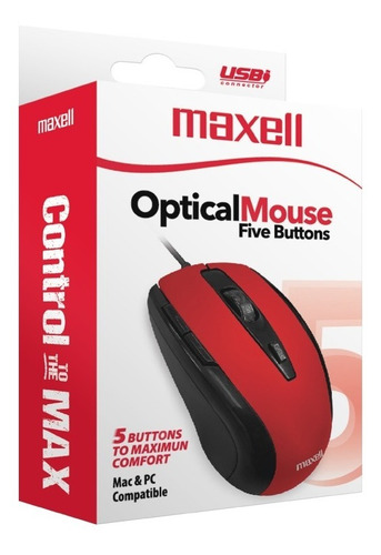 Imagen 3 de 3 de Mouse Optico Pc Notebook Maxell 5 Botones Cable 150cm