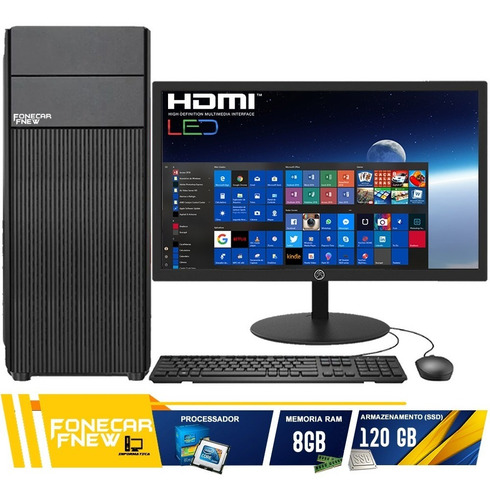 Computador Completo Intel Core I3 8gb Ssd 120gb Monitor Hdmi