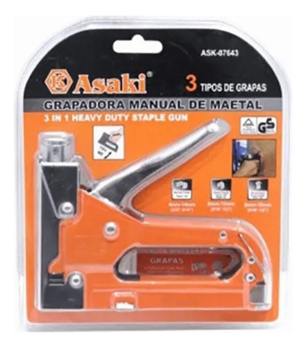 Engrapadora Corchetera Profesional Aluminio Asaki 3 En 1 