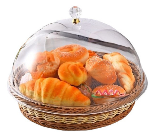 Cesta De Comida Redonda De Vime Com Tampa Cesta De Pão C