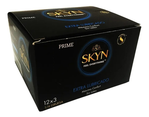 Preservativos Prime Skyn Extra Lubricado 12 Cajitas X 3 (36u) Sin Látex