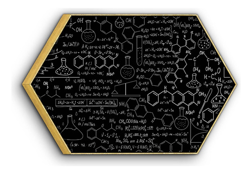 Cuadro Enmarcado Hexagonal Quimica Pizarra 60x90cm