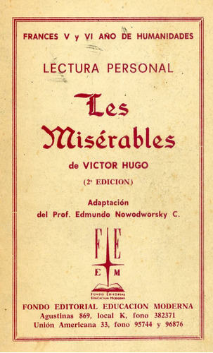 Les Misérables - Víctor Hugo. Adaptación, En Francés.