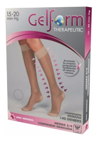Medias De Compresión 3/4 Gelform 15-20 Mmhg Hasta Rodilla