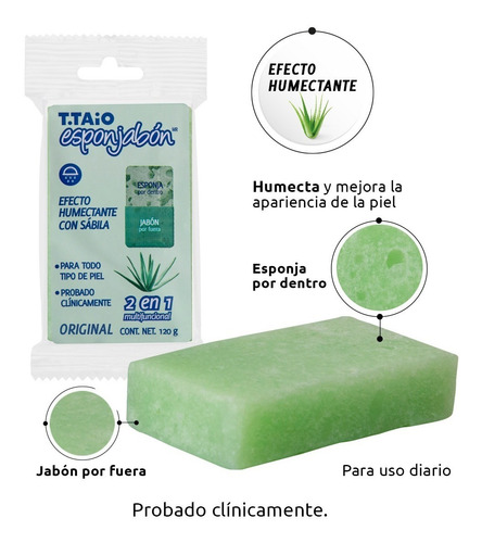 Esponja Y Jabón 2 En 1 Sábila 10 Piezas