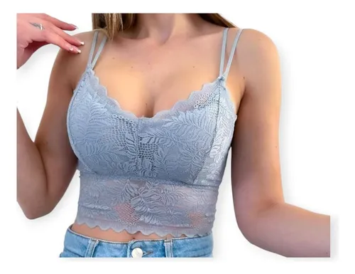 Crop Top Encaje O Bralette Con Push Up Bretel Elastizados