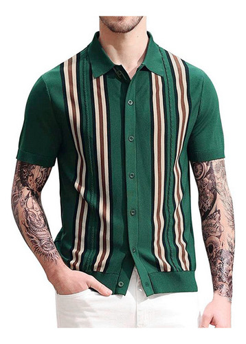 Camisa De Punto De Manga Corta Para Hombre, Suave, Vintage,