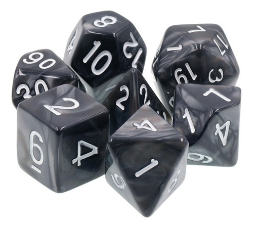 Dado Basilisco Dados Conjunto De Dados Rpg Preto - Kit De 7