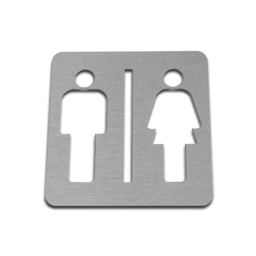 Indicador Baño Mujer Hombre Acero Inox 90x90 Mm X 2 Unid