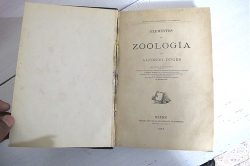 Antiguo Libro Elementos De Zoologia Alfredo Dugué 1884