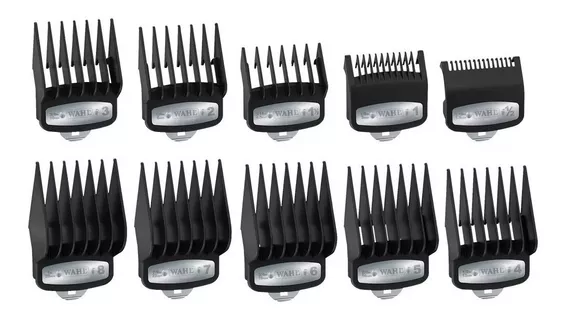 Set Peines De Alza Guia Wahl Premium Metalico X 10 U Color Negro