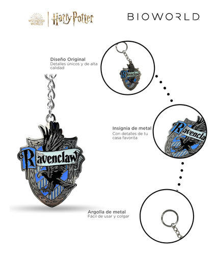 Llavero Metalico Bioworld Harry Potter Original Ravenclaw Azul