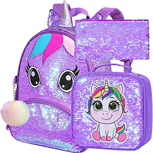 Gxtvo Toddler Backpack For Girls, Unicorn Sequin V27qb