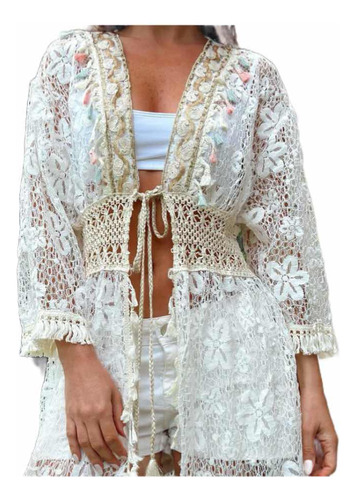 Kimono Importado Premium Broderie Encaje Boho Chic Rapsodia 