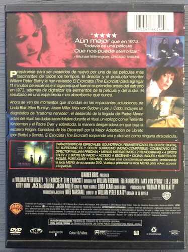 El Exorcista Dvd Orig The Exorcist Linda Blair 1973 Extended (Usado)