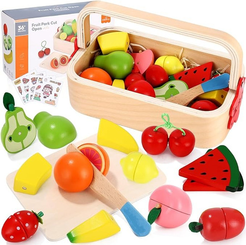 Canasta De Frutas De Madera Con Imán Montessori