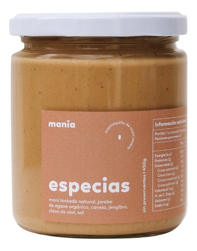 Imagen 1 de 6 de Mantequilla De Maní Especias 450g 100% Natural