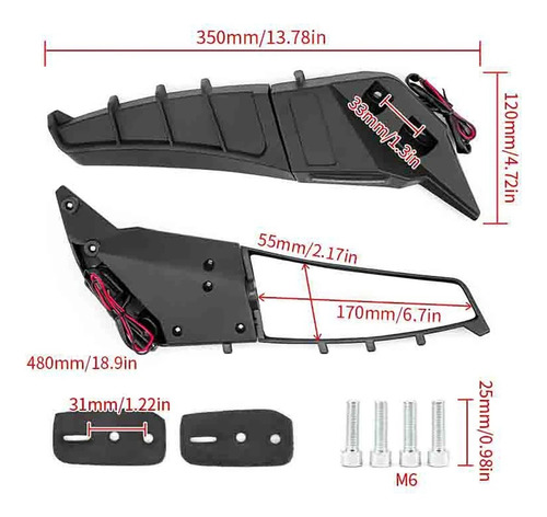 Espejo Retrovisor Ala 12v Para Yamaha R15 V3 V4 2017-2021