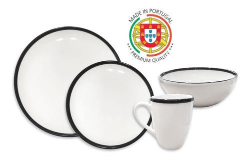Juego De Vajilla Cerámica Pottery Hudson 16 Piezas Negro