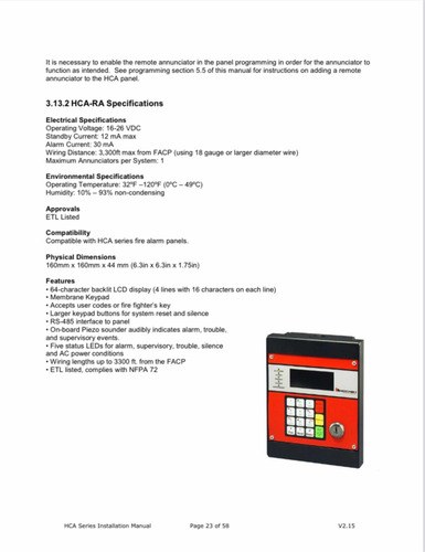 Panel Control Alarma Incendio (Usado)