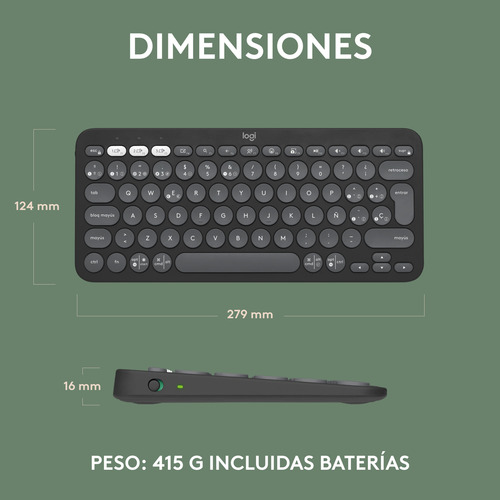 Teclado Logitech Peeble 2 K380s Bt Español Usa Pilas Grafito