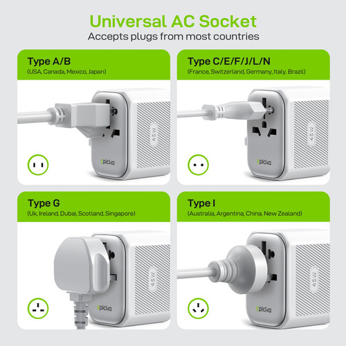 Adaptador De Enchufe De Viaje Epicka Pulse De 45 W Con Carga