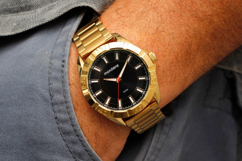 Relógio Mondaine Masculino Dourado Grande Barato Banhado