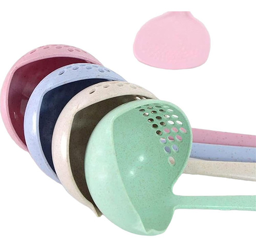 Imagen 7 de 10 de 2 Cucharones Verde Escurridor Colador Cuchara Sopa Cocina
