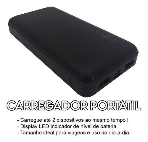 Carregador Inova Kv-p203 Usb Portátil Com Cabo Carregamento