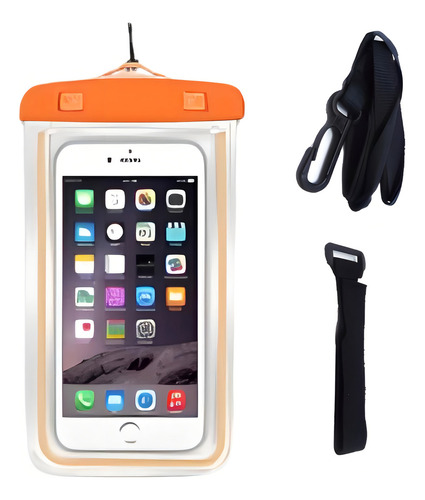 Capa Prova D'água Celular Case Lacrada Chuva - Laranja