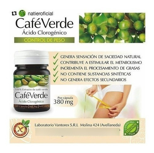 Café Verde Plus Adelgazante Capsulas X 50 Capsulas - Natier