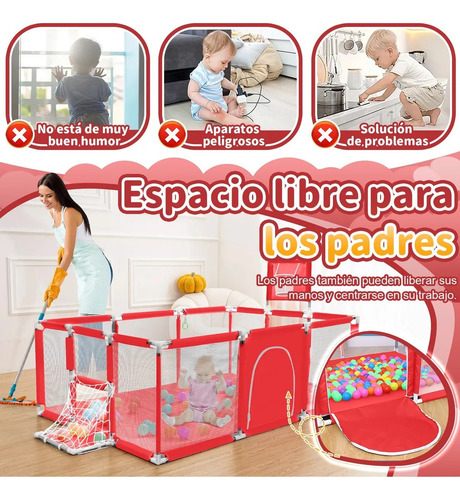 Babeefly Corral Para Bebé 180x120cm Corralitos Bebé Juego De Niños Gimnasio Con Tapete De Bebe Ocean Ball Bebe Accesorios Corrales Colecho Bebe Cercado De Bebé Juego De Niños Gimnasio Plus Rojo