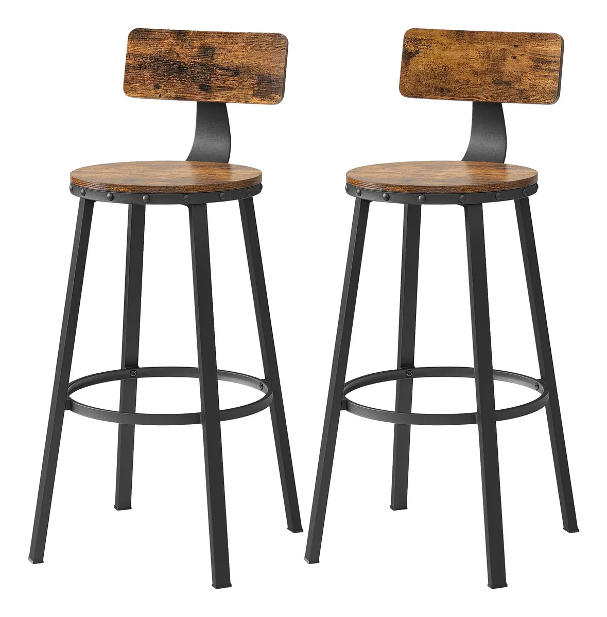 Vasagle Kit 2 Banquetas Altas para Balcão Bar Cozinha Banco Alto 73,5 cm Marrom