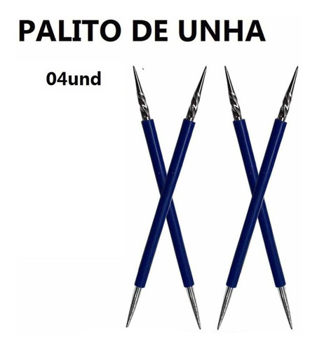 4 Palito Unha Inox Esterilizável Pedicure Limpa Excesso