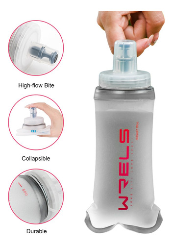 Wrels Running Frasco Plegable Botella De Agua Suave De Tpu,