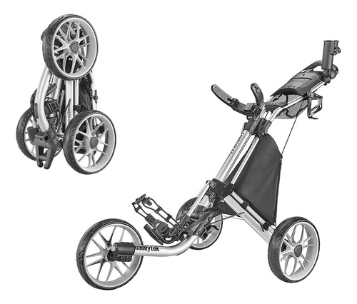 Carrito 3 Rueda Golf Para Empujar Plegable Ligero Freno Pie