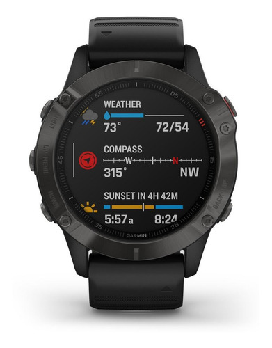 Smartwatch Gps Garmin Fenix 6 Pro Safira Cinza Hrm 47mm Topo