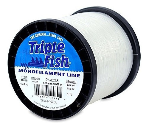 Triple Fish Mono Line, 100 Lb (45.3 Kg) De Prueba, .039 In (