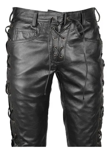 Pantalones de cuero hombre rock sale