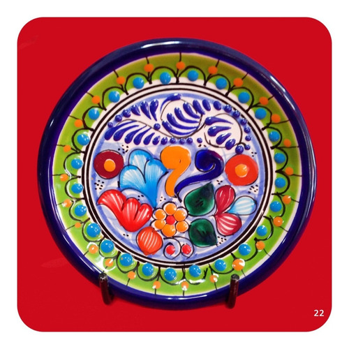 Imagen 2 de 7 de 3 Platos Talavera Poblana Colores 15 Cm Diseños Diferentes